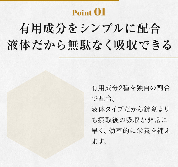 有用成分をシンプルに配合液体だから無駄なく吸収できる